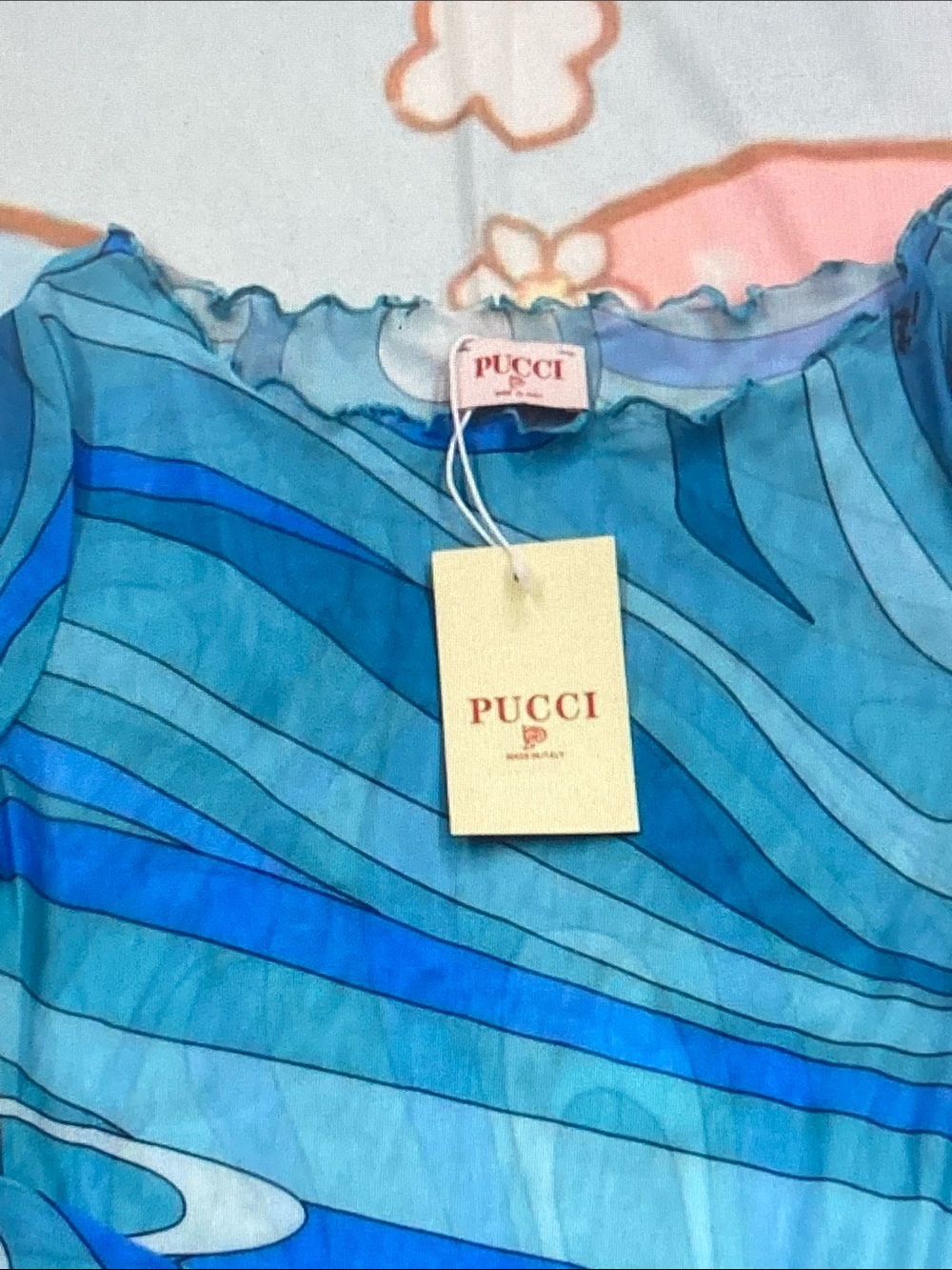 Emilio Pucci Turquoise & Cobalt Swirl Long Sleeve Maxi Dress - Picture 2 of 9